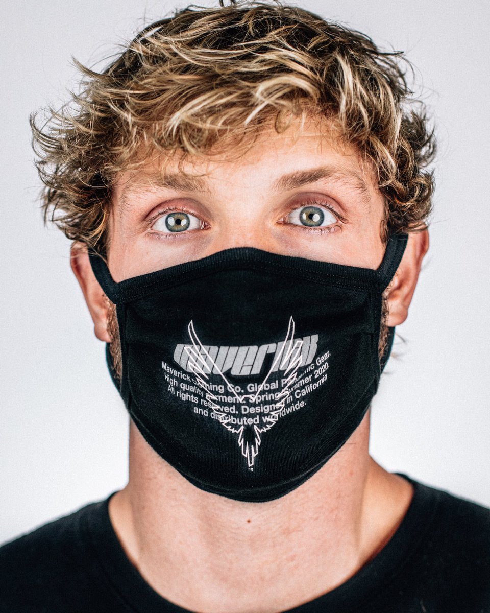 LoganPaul's tweet photo. after a year of rebranding, we’ve pivoted production and made FREE Maverick CoronaVirus Prevention Masks... we’re also donating $1000 to 10 people who order as we know everyone is struggling to make ends meet. Get yours at https://t.co/BWRV0nebif https://t.co/ftJzmvOhmK
