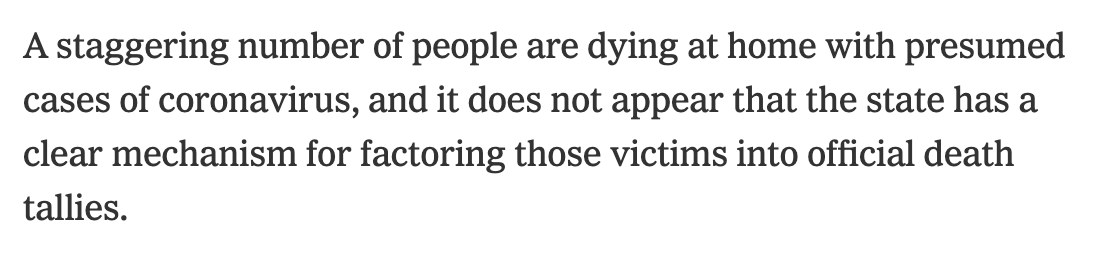 It's also possible that the official statistics are undercounting covid-19 deaths. This great story from  @AliWatkins  @WRashbaum suggests they are.  https://www.nytimes.com/2020/04/10/nyregion/new-york-coronavirus-death-count.html