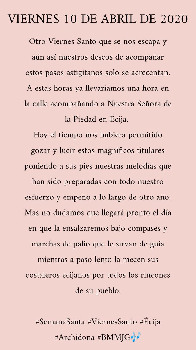 Viernes Santo
<a href="/LaPiedadEcija/">Hdad. de la Piedad</a> 
#SemanaSanta #Écija #Archidona #BMMJG 🎶