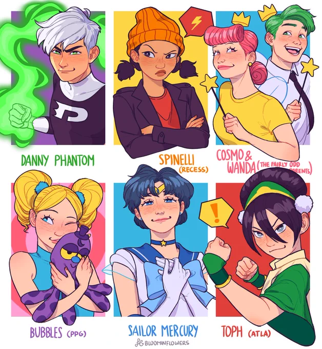 my contribution to the #SixFanartsChallenge ft some cool characters from my childhood ?✨ 