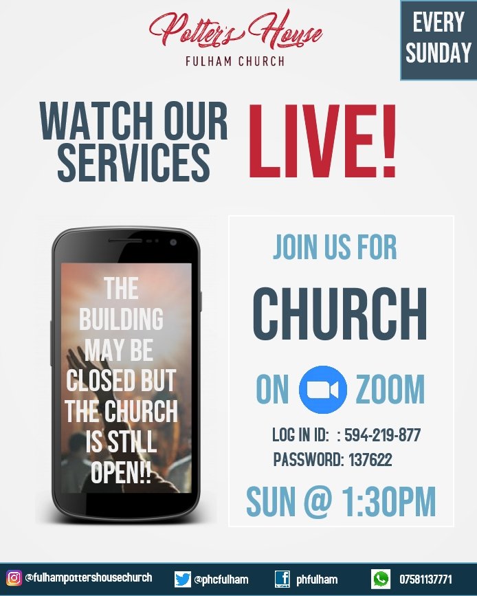 phcfulham's tweet photo. Zoom info for sunday - Come and Join us! https://t.co/wkGP8Fbwia