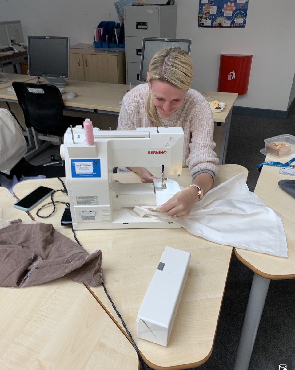 Bigger team effort on dust bag production today. 200 dust bags to date made from nurses scrubs, using donations of duvet covers and pillow cases from staff. 

We have made 1350 visors to date. An order has come from Sydney, Australia.