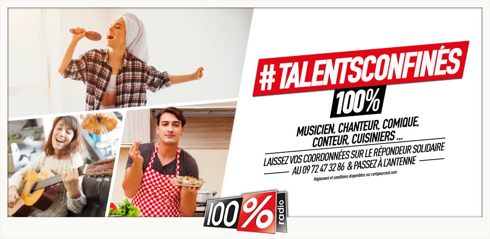 100pour100radio's tweet photo. 100% a décidé de mettre en avant tous les talents de la région pendant le #confinement alors vous avez du talent ?? Musicien, chanteur, comique, conteur, cuisiner ... laissez nous un message au ☎️ 09 72 47 32 86 https://t.co/pWx6DsQEp8