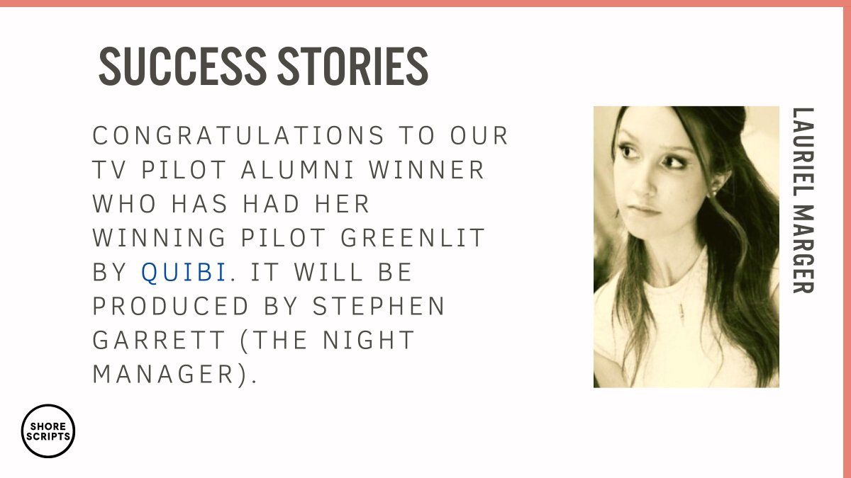 ShoreScripts's tweet photo. Lauriel Marger's winning script PEACHES is going into production with QUIBI.
READ MORE. https://t.co/8FmJe2dofk
#screenwriting #screenplaycontests #scriptcoverageservices #learnscriptwriting https://t.co/WetkSqlg5m
