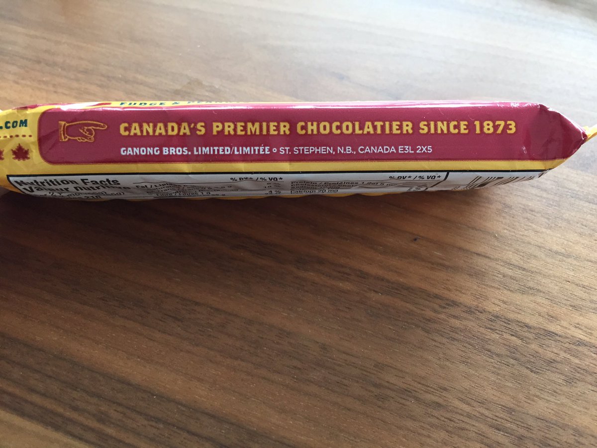 The British Chocolate Cream bar created by Joseph Fry in 1866 is the oldest candy bar in the world, BUT the oldest WRAPPED INDIVIDUAL chocolate bar is Canada’s “Pal-O-Mine” created by James and Gilbert Ganong in 1873 in St. Stephen, New Brunswick, where they are still made today.