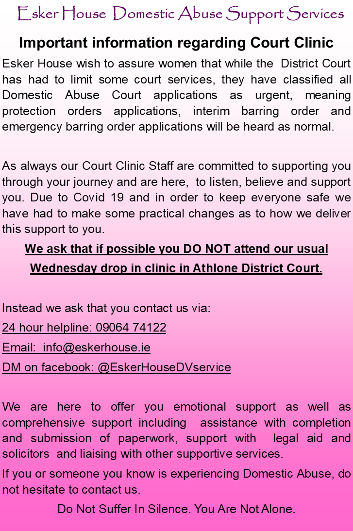 GeorginaKilcoy3's tweet photo. @Frcboyle Thanks @Frcboyle for highlighting. Domestic Abuse services in Roscommon are Safelink &amp; Esker Hse. If you need them or know someone who does, make the call reach out. We are all in this together we will support you. #teamroscommon #SupportingFamilyIrl #notoabuse #domesticabuse https://t.co/V9h711GMwR
