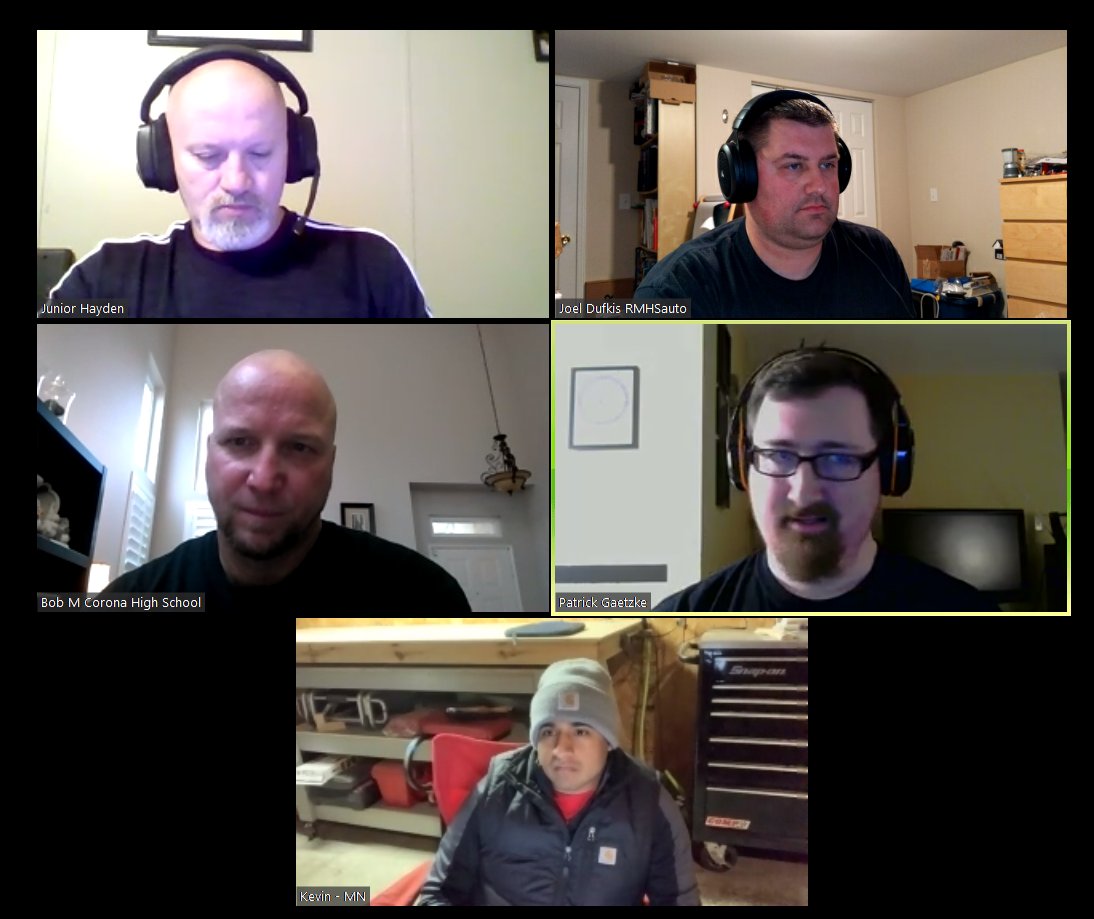 Thank you to <a href="/BearcatsAutoVHS/">VHS Bearcats Automotive</a>, Bob from <a href="/coronahigh/">Corona High School</a>, <a href="/FondyHS_Autos/">Fond du Lac High School Autos</a> and Kevin from Mankato West HS for participating in the weekly ATIN <a href="/zoom/">Zoom</a> meeting! Great to talk and share with this great group of people. Instructors join the FB group to get in on next week's meeting!