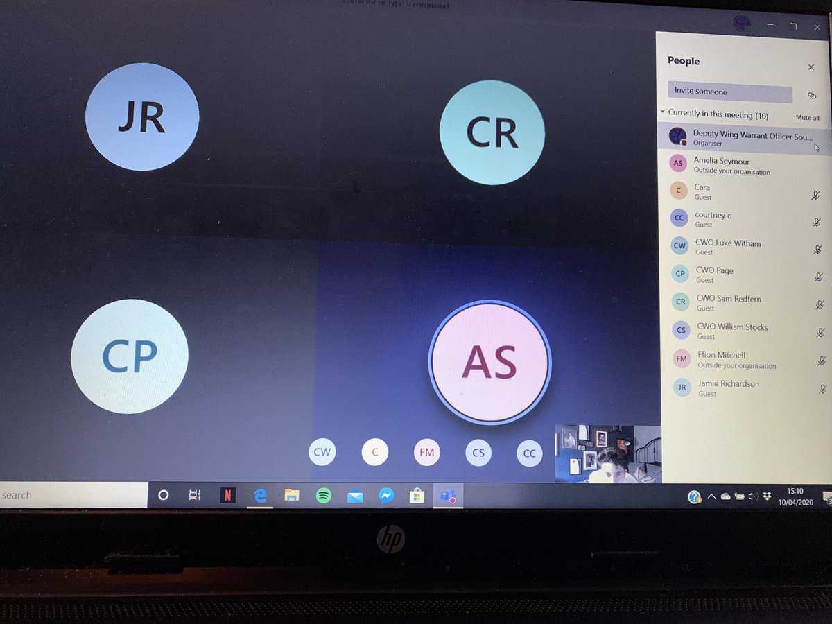 CWO meeting via MS Teams today to discuss how we can provide better training during sqn stand down. Good ideas shared, looking forward to more dynamic virtual training to follow in the next few weeks😬

Stay Safe!!!😊

<a href="/SEMidsWgRAFAC/">South & East Midlands Wing Air Cadets</a> <a href="/OC_SEMids/">OC S&E Mids Wing</a> <a href="/CERegionRAFAC/">C & E Region RAFAC</a> <a href="/ComdtAC/">Commandant RAF Air Cadets</a> <a href="/aircadets/">RAF Air Cadets</a>