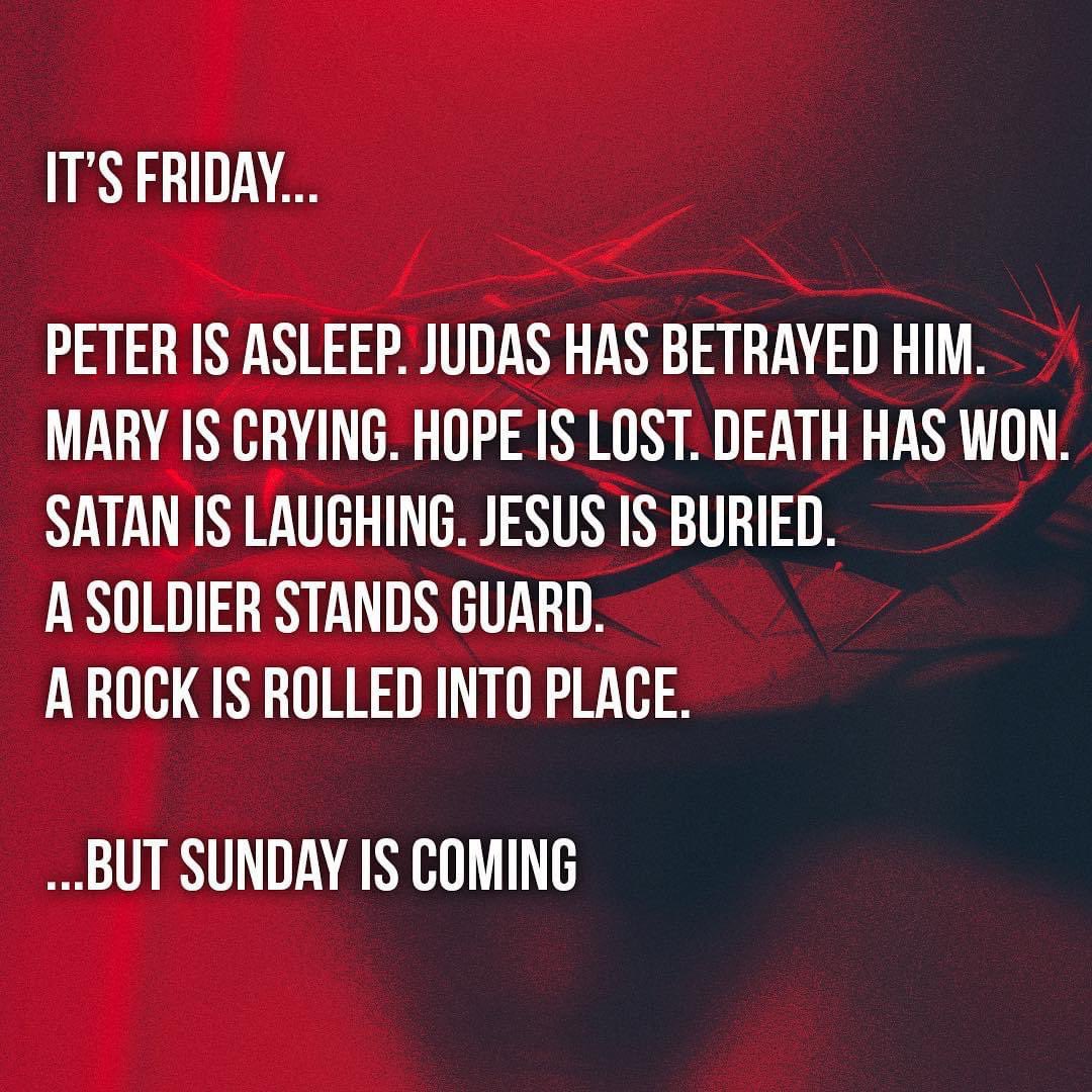 imstevejohn's tweet photo. ...but Sunday is coming https://t.co/KoNfzrgErF