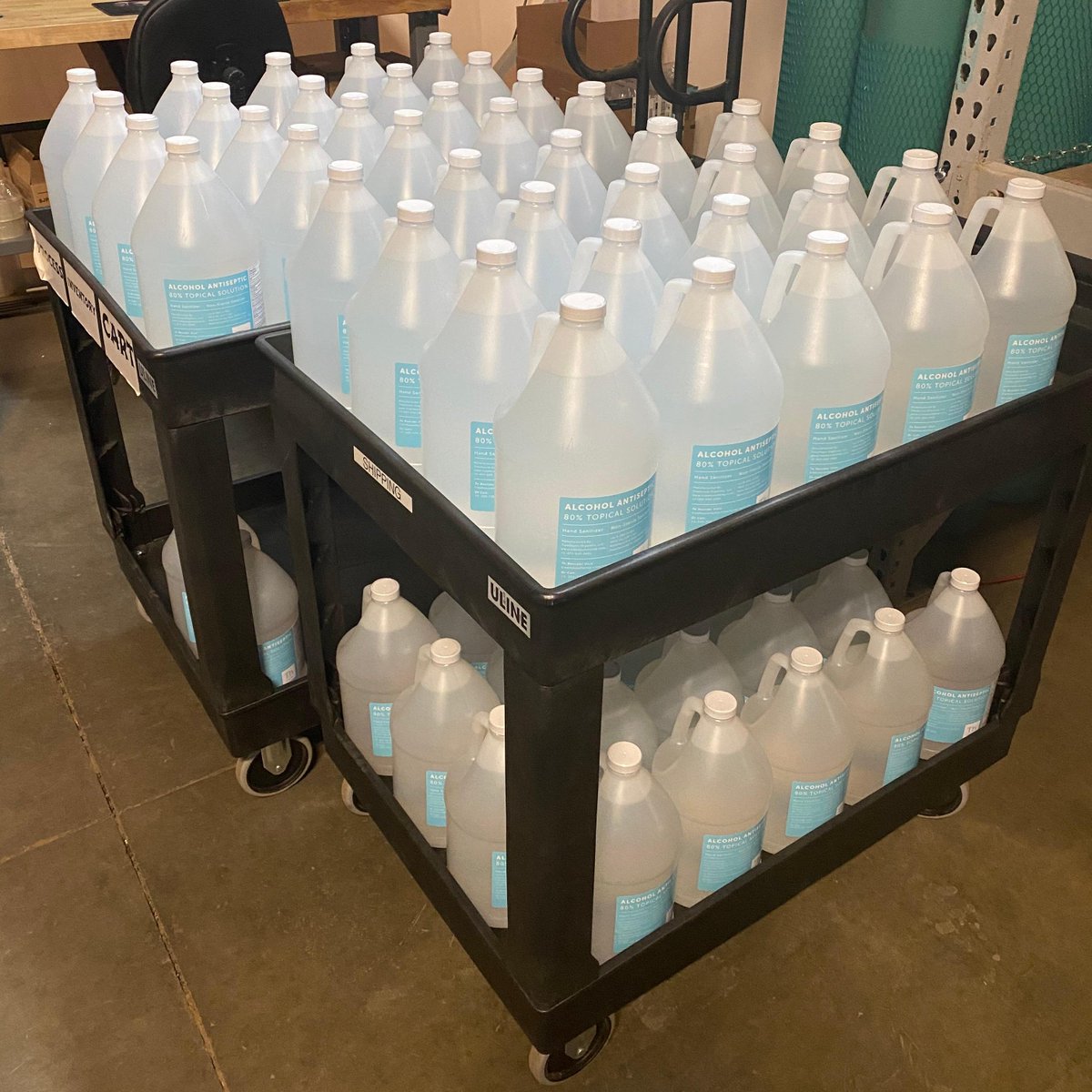 TreeHouseBio's tweet photo. Our first community deliveries of hand sanitizer went out this past week and we're delivering 600 more gallons to hospitals next week. It took an immense team effort and, as usual, you can always count on the Treehouse team to deliver. Details contact: hilary@treehousebiotech.com https://t.co/AplOg2PYYu