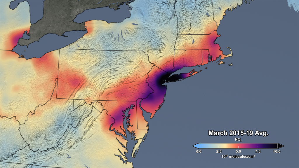 NASAGoddard's tweet photo. The northeastern U.S. has seen decreased levels of air pollution, potentially due in part to #COVID19 activity restrictions. Initial NASA satellite data appear to show roughly 30% lower nitrogen dioxide levels in March 2020 compared to the average March.
https://t.co/Wk4Z1h7Q8S https://t.co/iQ69vhz0so