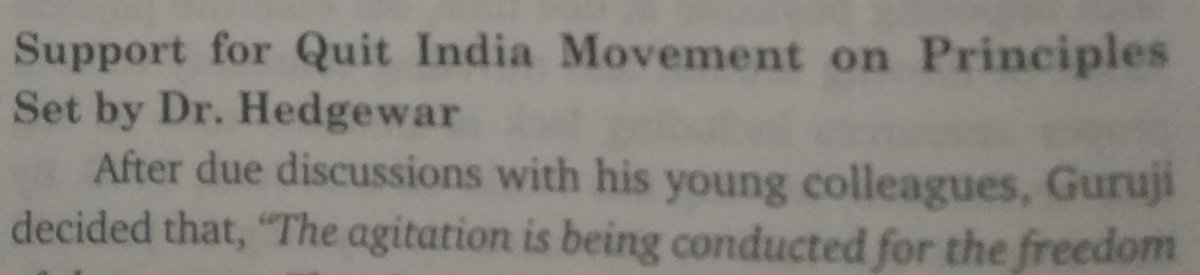 Shri Guruji who nurtured the tender plant of RSS; his role in support of Quit India Movement on principles set by Dr. Hedgewar is explained in detail which common people are not aware of.  @TheIndianMukesh  @Krishna_Priiya