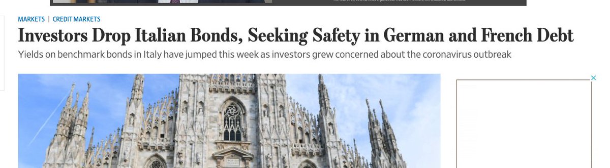 This is precisely what has happened as the pandemic hit Italy https://www.wsj.com/articles/investors-drop-italian-bonds-seeking-safety-in-german-and-french-debt-11582825743