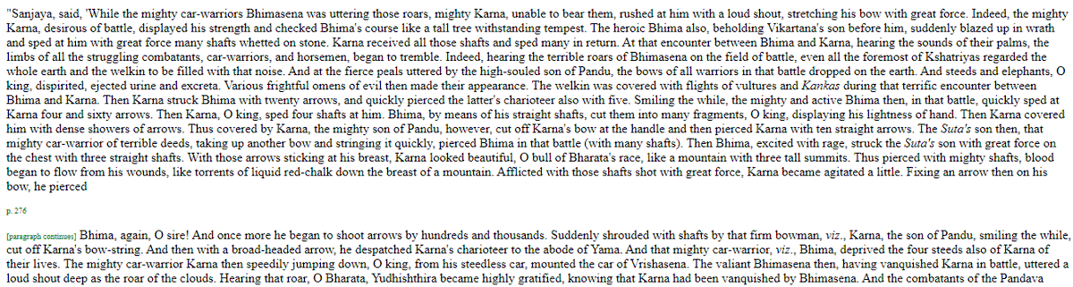 1. Runs away from Bhimsen to another chariot and couldn't face him again2 & 3. Again runs to a different chariot and Dhritrastra says Karna fled from the fight4. Not fleeing but Karna was utterly terrified and anxious by BhimaRemember, all this was done by Bhima's archery!