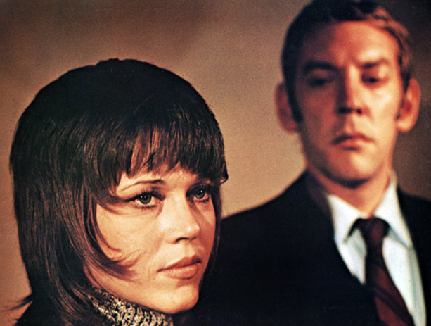 Klute dir. Alan J. Pakula (1971)- The least realistic component of this classic Nixon era paranoid sex thriller is peak Jane Fonda showing even remote interest in creepy ass Donald Sutherland.