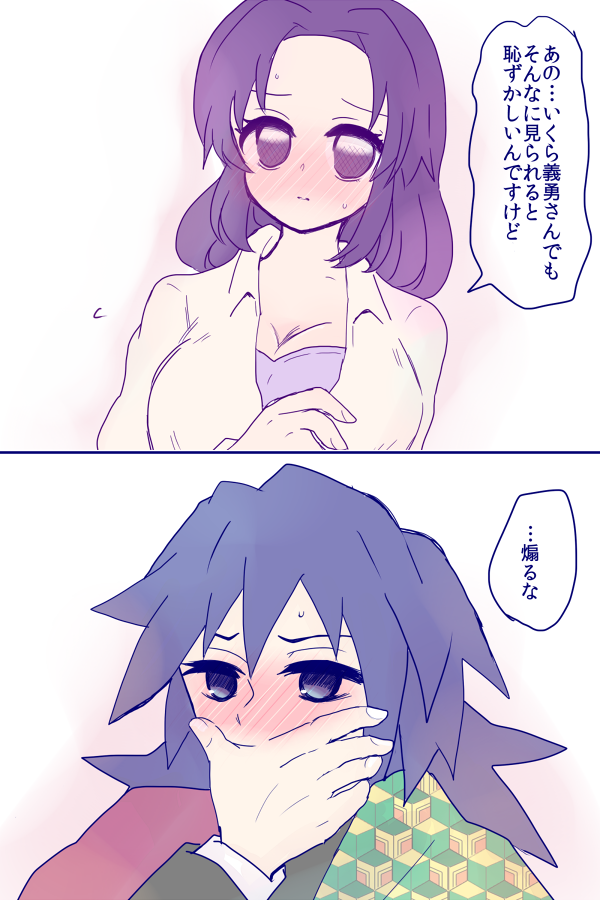 ちょっと注意⚠️さっきのを無理やりつなげました
この後「そっちが不躾にジロジロ見てきてそれですか!?」とキレるしのぶさん
ぎゆしの 
