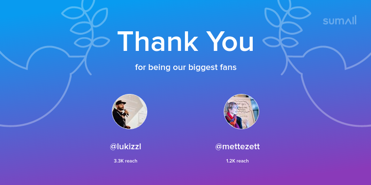 Our biggest fans this week: lukizzl, mettezett. Thank you! via sumall.com/thankyou?utm_s…