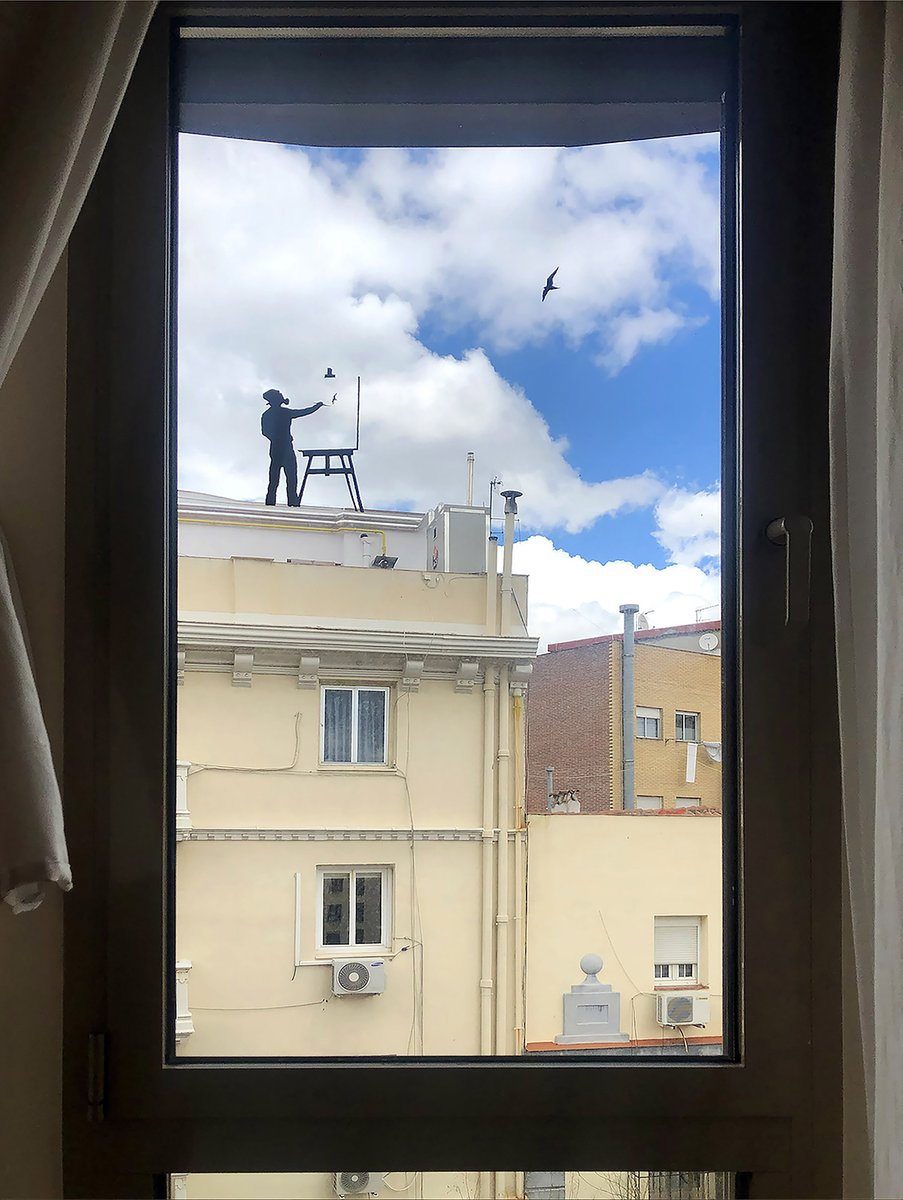 thisiscolossal's tweet photo. Pejac recently launched a global movement to transform home windows into imaginative silhouette art https://t.co/av2QvyhB03 https://t.co/i9xQOTiGFM