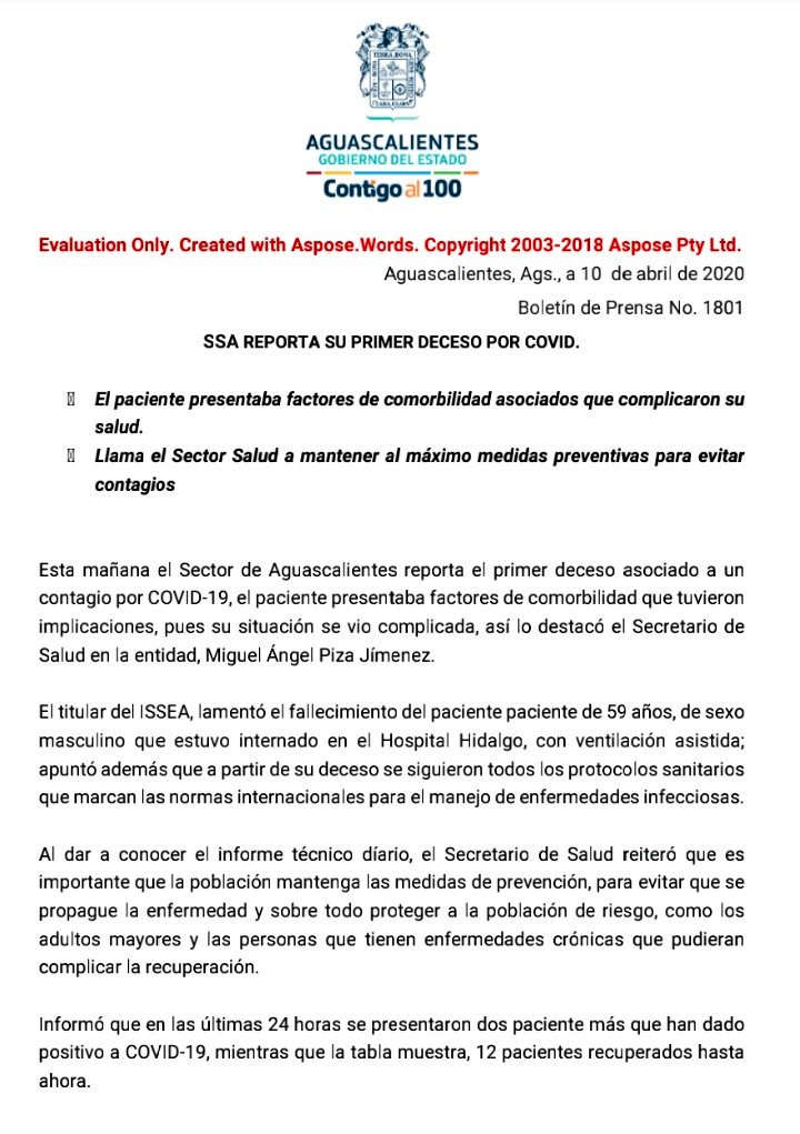 EmergenciaAgsMx's tweet image. #URGENTE

¡A VER SI ASÍ TE METES EN TU CASA!

Se confirma por parte de autoridades sanitarias el primer deceso de un hombre de 59 años, bajo ventilación mecánica asistida, quien muere hace unas horas en las instalaciones del #HospitalHidalgo luego de no resistir a la infección.