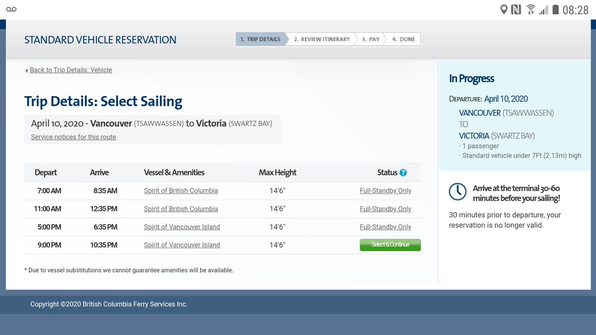 Three out of four  @bcferries sailings from Tsawwassen to Swartz Bay today are already full.