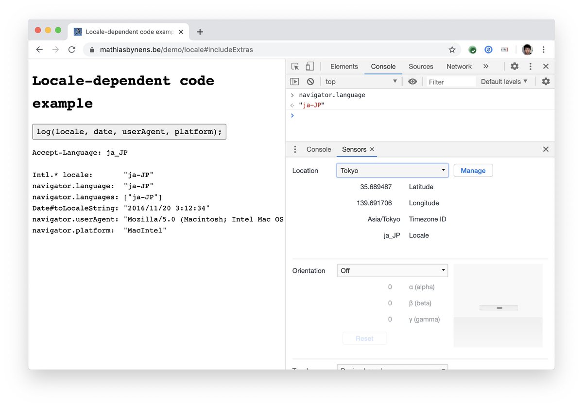 screenshot of using location emulation