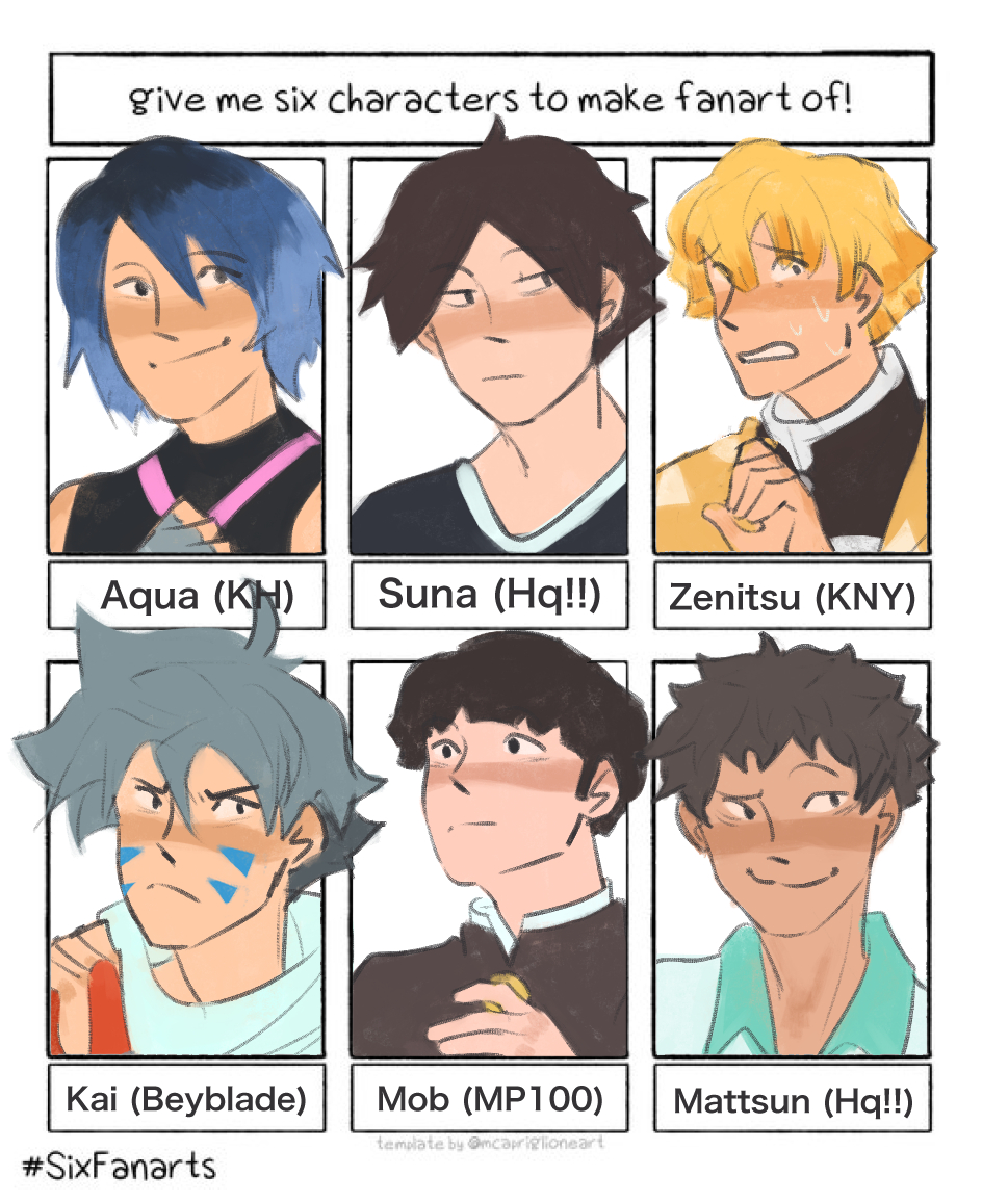 got some requests from zine servers i work in! There was a lot so i had to do 2 batches. (decided to use as simple style cuz my hand hurty)
#SixFanartsChallenge #SixFanarts 