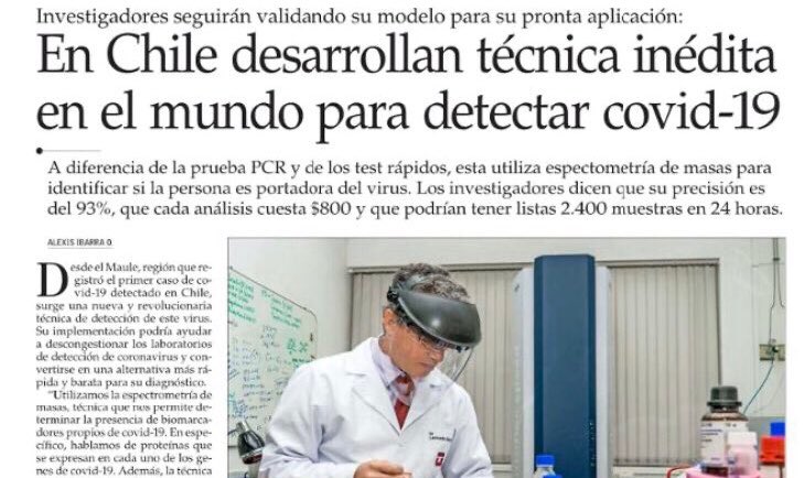 MarioHamuy's tweet photo. Científicos chilenos desarrollan innovación para realizar testeos #covid rápidos y baratos que permitirían disminuir la propagación del virus👏El poder de la ciencia permitirá superar la pandemia. Para un mundo mejor ponga de su parte  #QuedateEnCasa https://t.co/m9HuOuae8q https://t.co/cfuocrjDOM