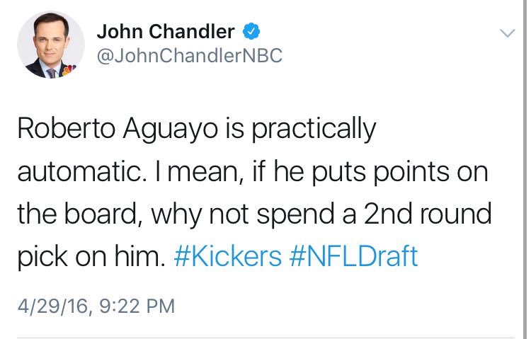 Robero Aguayo (2016)The Bucs traded up to pick Aguayo in the second round.