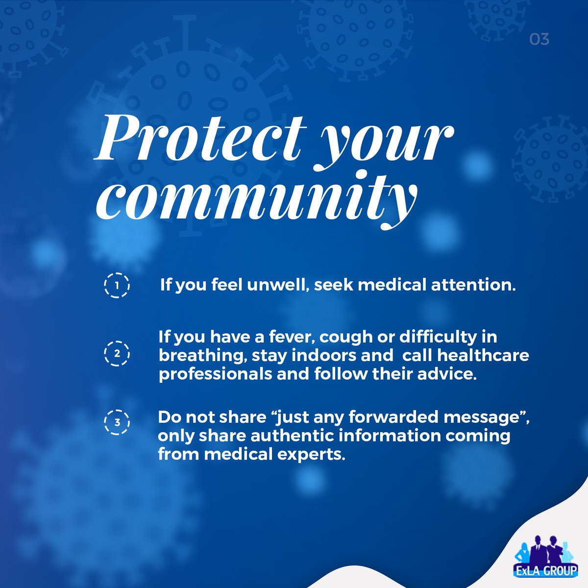 ExLA_Group's tweet photo. We can defeat Covid-19 if we work together.
Let's observe all the prescribed protocols.
Let's fight it together.
This campaign is powered by ExLA Group and the YAWC Network.
#Stop_the_Spread
#Stay_Safe #Stay_Healthy
#ExLA_Group
#YAWC_Network https://t.co/YeaUROKB67