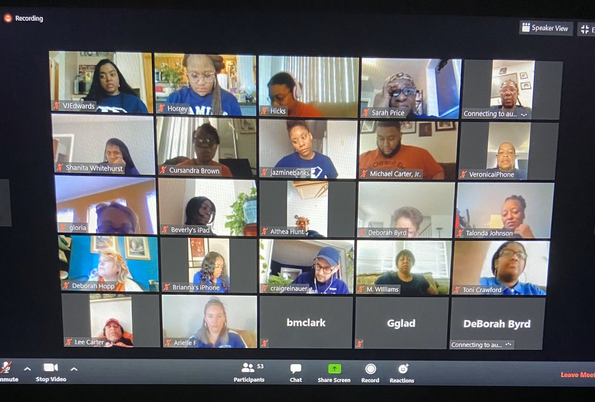 BeechfieldBears's tweet photo. Our Beechfield Staff (family) is busy this morning connecting with each other, celebrating our accomplishments and supporting one another in this new reality of teacher life. #beechfield #family #teamcityschools #wemissourscholars #onlinelearning @BaltCitySchools https://t.co/LpPNa5bZlw