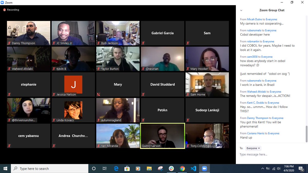 r3, D73-74 #100DaysOfCode (does not include today)
1⃣ Attended the best virtual tech meetup ever by <a href="/GDGMemphis/">GDG Memphis</a>. <a href="/DThompsonDev/">Danny Thompson</a>, <a href="/ossia/">Quincy Larson</a> , <a href="/kentcdodds/">Kent C. Dodds ⚡</a> gave a ton of advice &amp; super inspirational.
2⃣ Continue learning about Node/Express with <a href="/pluralsight/">Pluralsight</a> 

<a href="/CodeNewbies/">CodeNewbie</a> <a href="/JuniorsInTech/">Juniors in Tech</a>