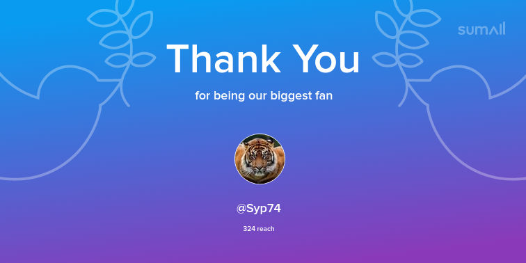 Our biggest fans this week: Syp74. Thank you! via sumall.com/thankyou?utm_s…
