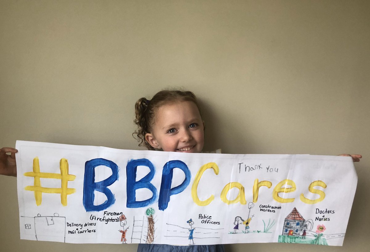 scordova7's tweet photo. #BBPCares #BBPConnections @BBPSchools @BBPSupt @BPESchool Maddie is thankful for all of our essential workers during this time! 💙💛💙💛 https://t.co/EV61bAM8md