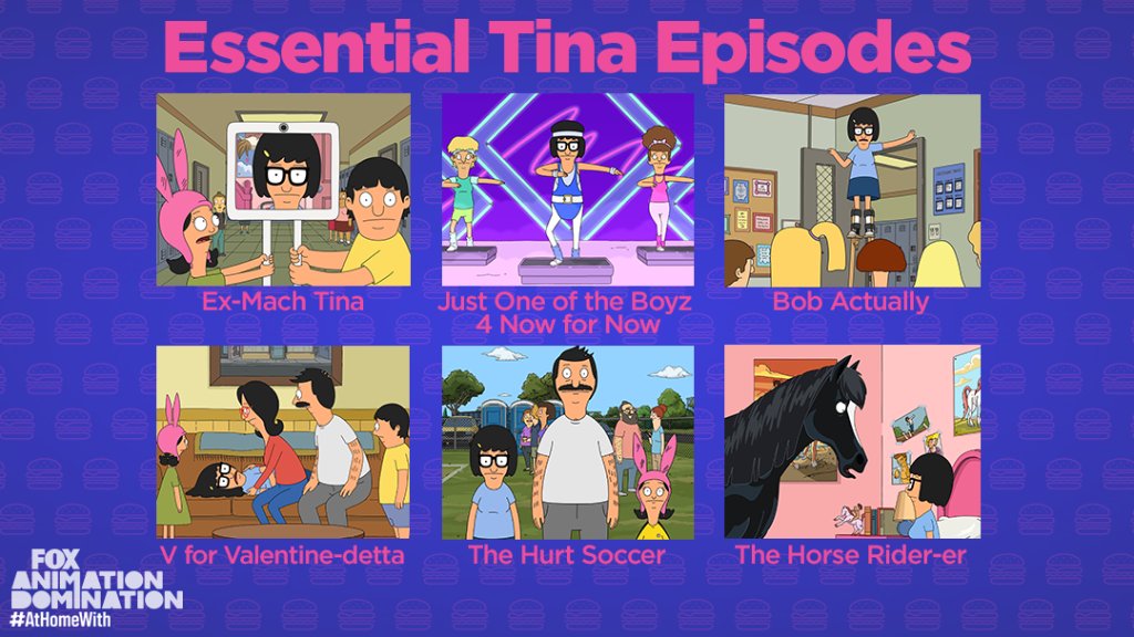 BobsBurgersFOX's tweet image. It's a Tina-tacular time to binge some episodes! What Tina-centric episodes would you add to the list?