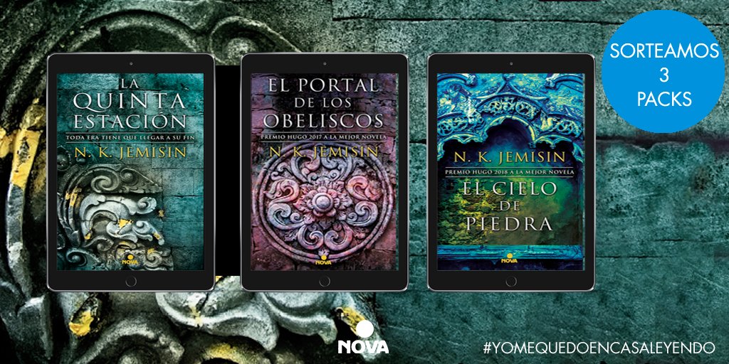 NovaCiFi's tweet photo. ✨¡Nuevo sorteo con motivo de #LaSemanaDeJemisin! ✨

En juego 3⃣ trilogías de #LatierraFragmentada entre los que hagan RT y mencionen a quién o quienes les recomendaría la saga. 

#JemisinRocks 
Sorteo mundial 🌐
#YoMeQuedoEnCasaLeyendoEbooks https://t.co/ZvemfsL4UU