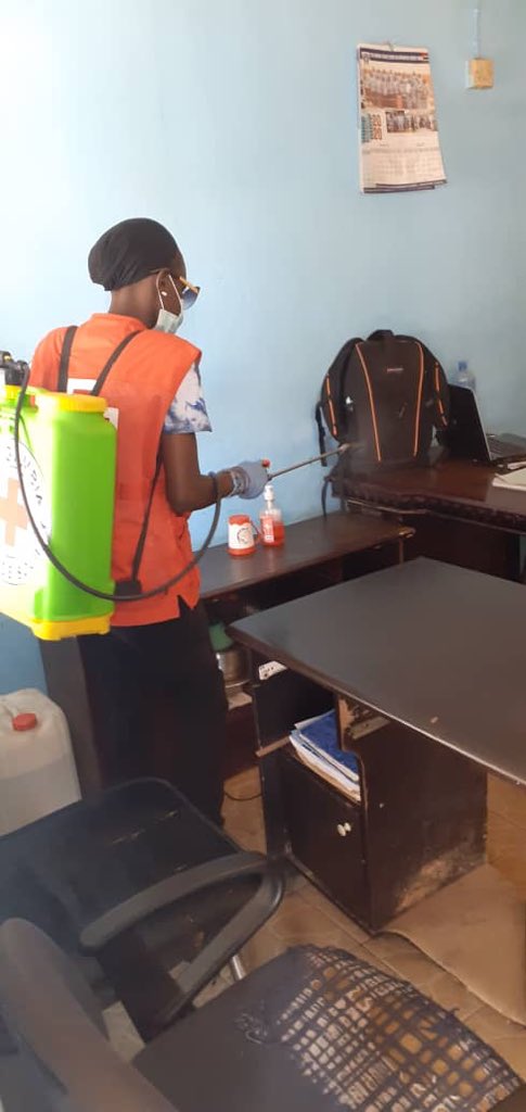 kmredcross's tweet photo. One of the most effective ways to fight the spread of the #COVID_19 is disinfect places and highly touched surfaces. 
@GambiaRedCross through @kmredcross disinfecting team today continued to Fumigate reaching to all Police Stations, Immigration Posts @kmc
#COVID19
#GlobalEnemy https://t.co/uSLc13X6H6