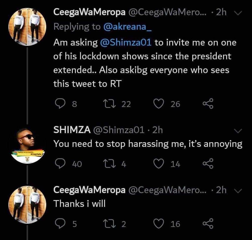 MISSDAISY0NX's tweet photo. Ceega's response touched me😭😭#Shimza https://t.co/5qzDQ3aVxh