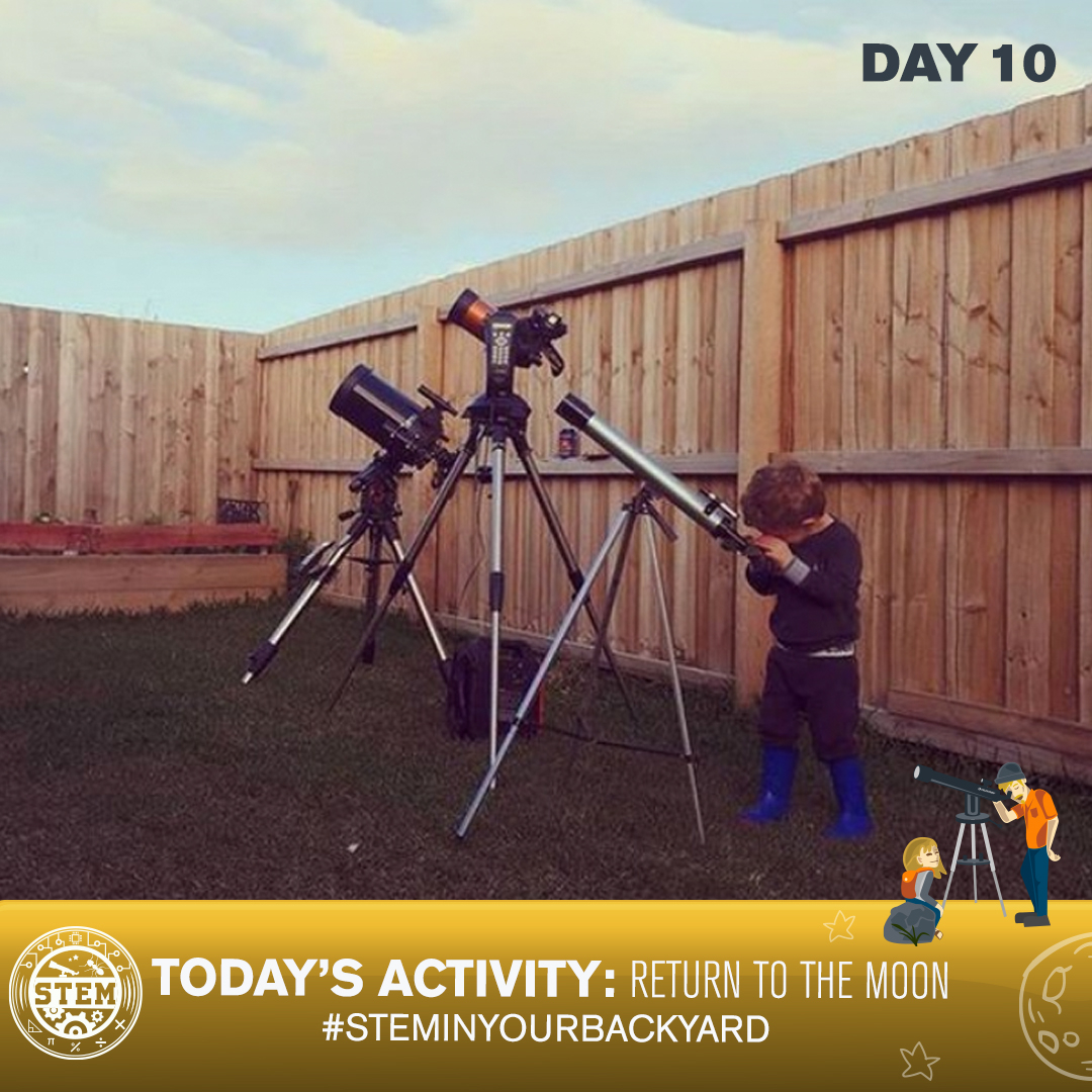 Celestron's tweet photo. Tonight, take your telescope outside and point it at our celestial neighbor. A few weeks ago, it was a waning crescent; now, it’s a waxing gibbous. What differences can you observe? Capture a photo to document the changes and share with us using #STEMinYourBackyard https://t.co/8UITqDrnoV