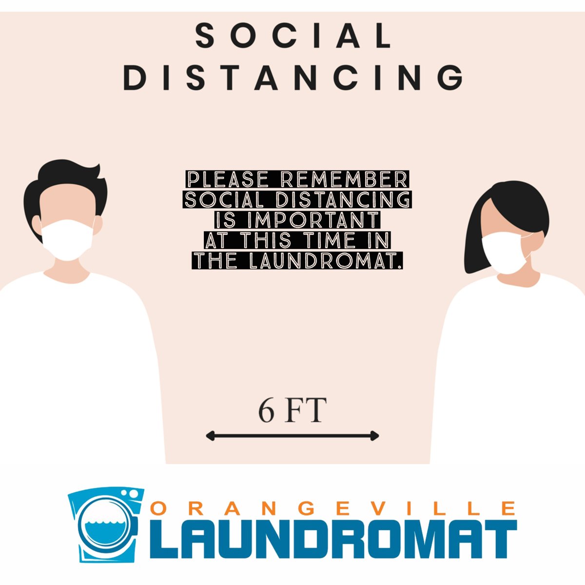 OvilleLaundry's tweet photo. We ask during this time that you practice #socialdistancing in our facility. 

Thank you together we can #flattenthecurve

#orangevillelaundromat #laundromatorangeville https://t.co/ywYiT9H8RU