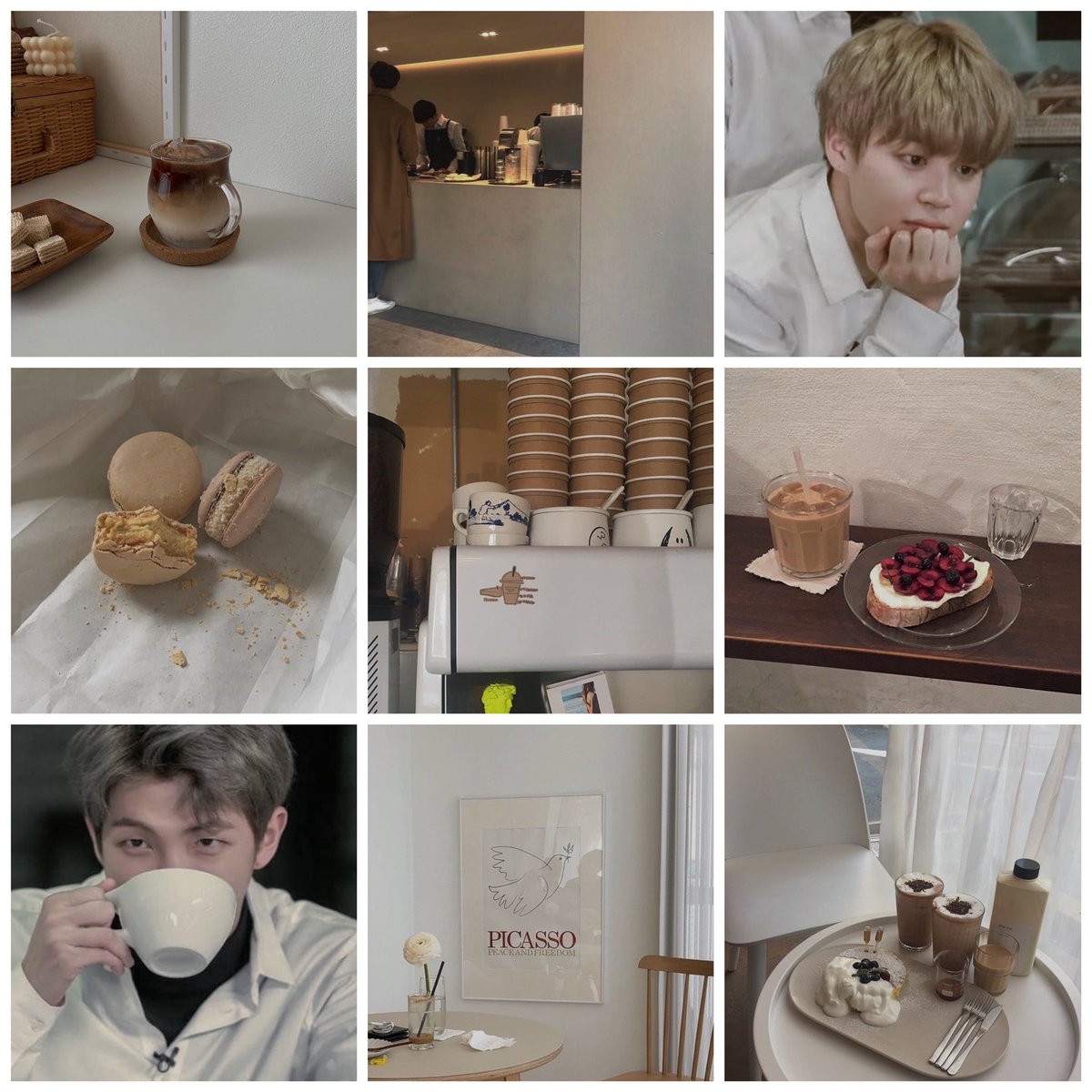 minjoon au | coffee & kissesnamjoon first saw jimin when the younger male was performing at a dance competition. he knew then and there, that he had a fat crush on jimin. but, namjoon was way too shy to ever talk to the other. so he decided that he’d slowly weave his way into +