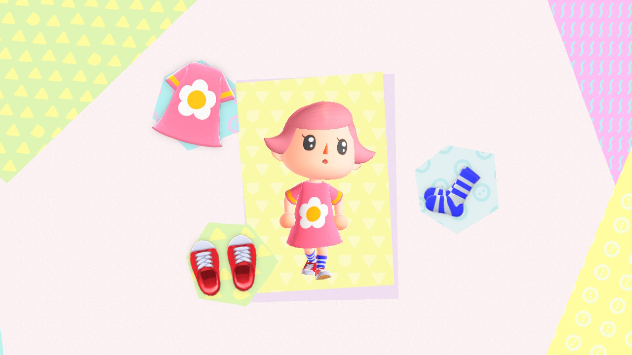 Ibu 花柄ワンピース アナザーカラー 緑とか雑草みたいな色でダサいな オマケにアナザーカラーの金髪バージョンも どうぶつの森 Animalcrossing Acnh Nintendoswitch