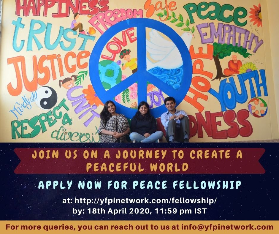yfpeacei's tweet photo. We are offering year-long peace fellowship for young peacebuilders (18-28 yrs) from around the world to create an enabling space for people to live in co-existence. 

Be brave, Peace needs you!

Apply now at https://t.co/GtAdyAXV8o

#Youth4peace #Shadesofpeace #PeaceWorksBetter https://t.co/daP9jepzla