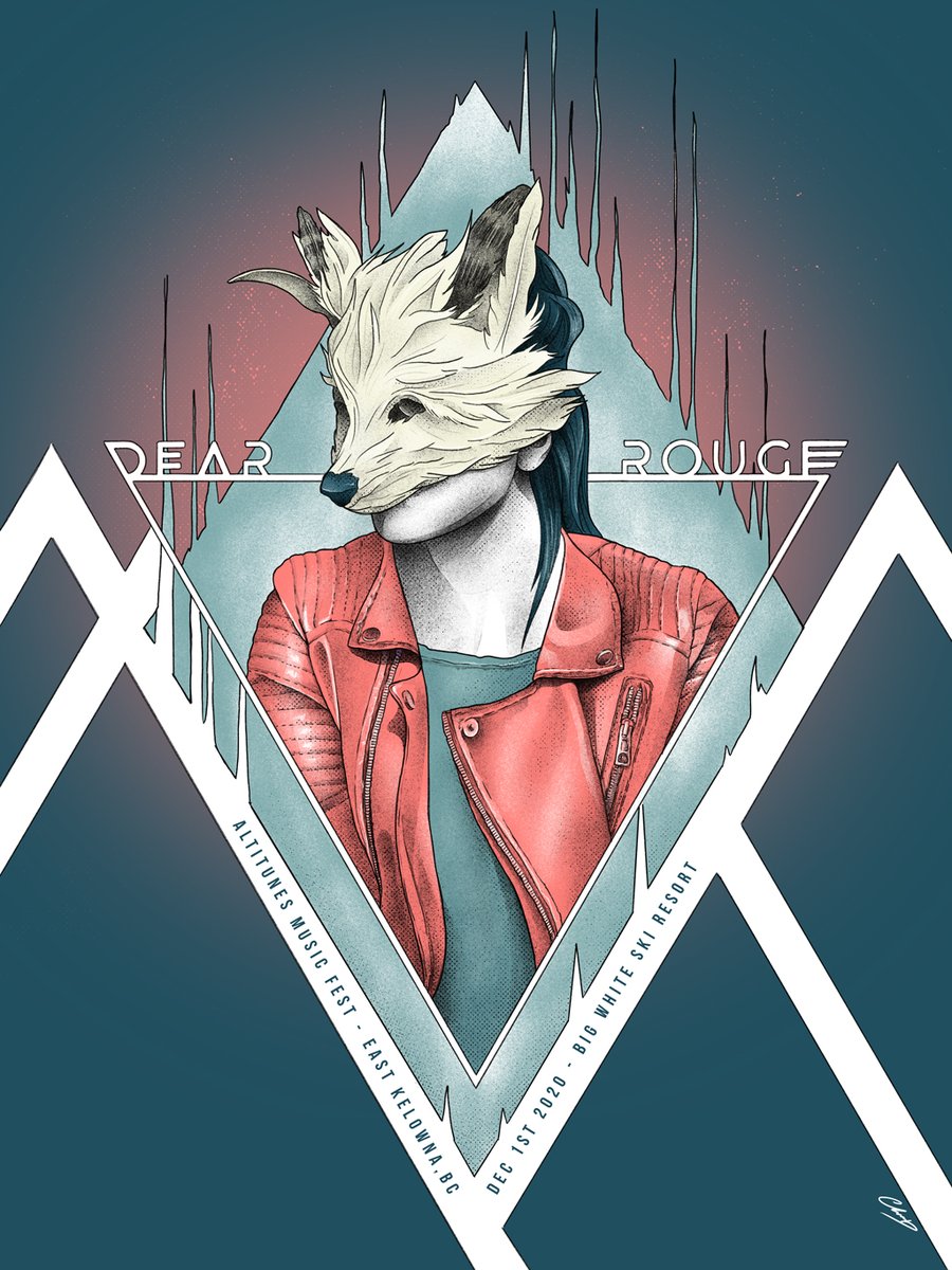 Working and staying at home as much as possible I decided to discover some new #canadianmusicians and create gig posters for them. I feel like I am late to the party on #dearrouge cuz they are amazing!  <a href="/DearRouge/">DEAR ROUGE</a>