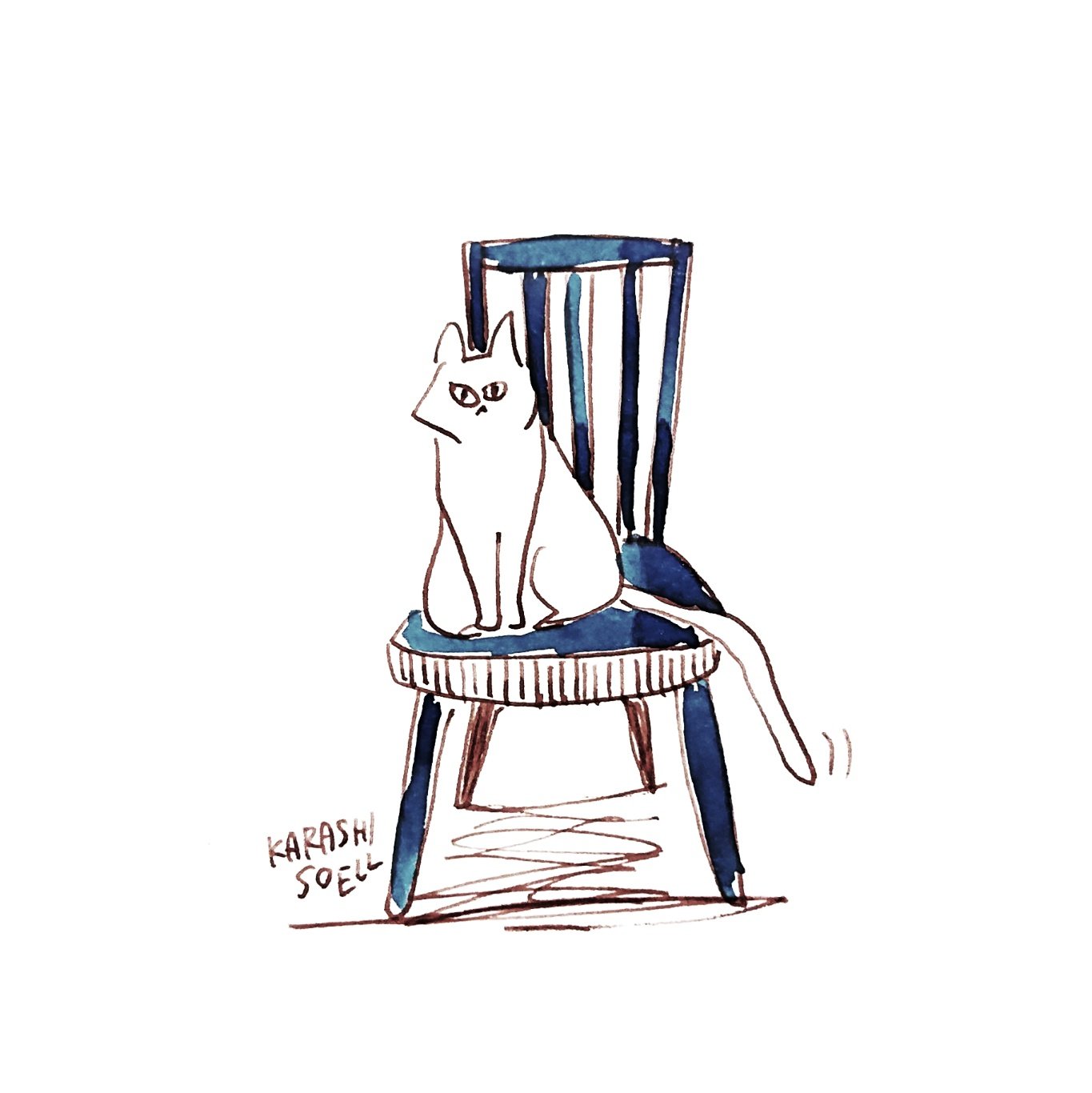 カラシソエル イラストレーター En Twitter 今日のイラスト 椅子にのった猫 今日のカラシイラスト
