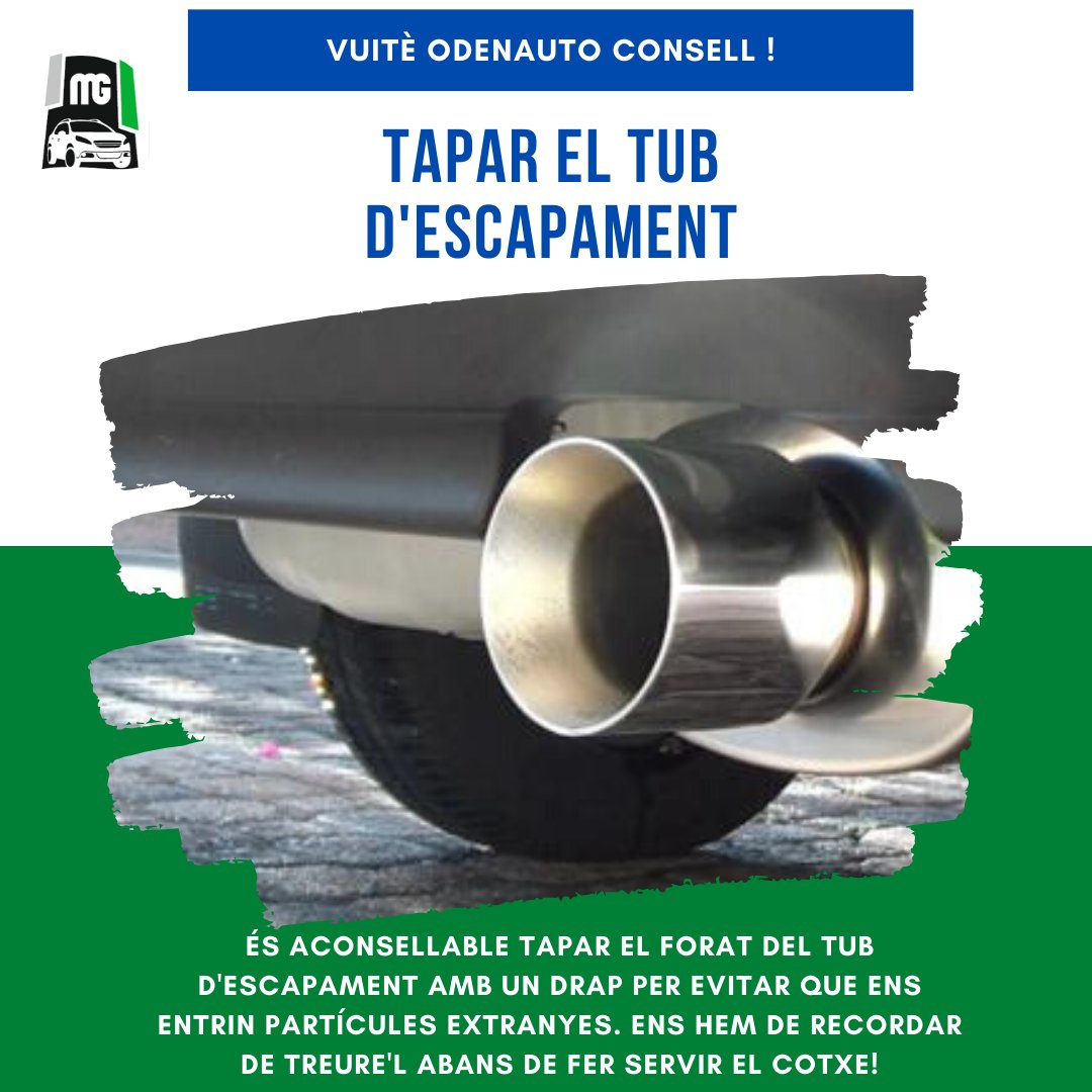 odenauto_'s tweet photo. 8è Consell!
❗Tapeu el tub d'escapament amb un drap o similar per evitar la entrada d'objectes extranys.
❗❗Però sobretot, ENRECORDEM-NOS de desbloquejar la sortida quan posem el vehícle en marxa!
🆘Seguim oberts per emergències al 93 805 41 11. Truca'ns! https://t.co/M76cdLyFYn