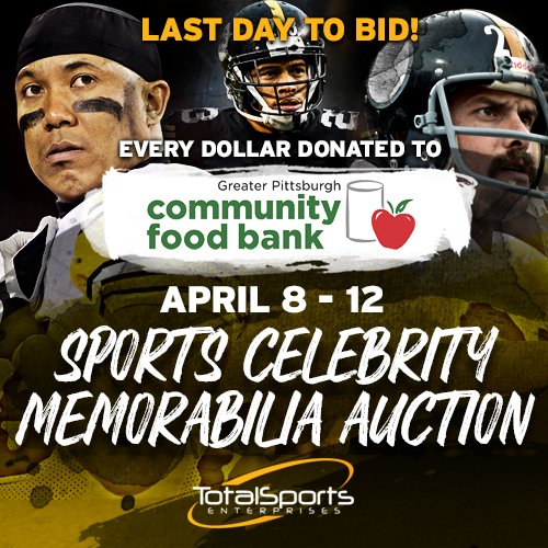 TotalSportsEnt's tweet photo. Happy Easter from the TSE Team!

Reminder that today is the last day to bid on an item in our auction benefitting the Greater Pittsburgh Community Food Bank!

The auction will close tonight at 8:00 PM EST!

Head to https://t.co/MFAUnGMjx6 to get your last bids in! https://t.co/gU6is6Wneo