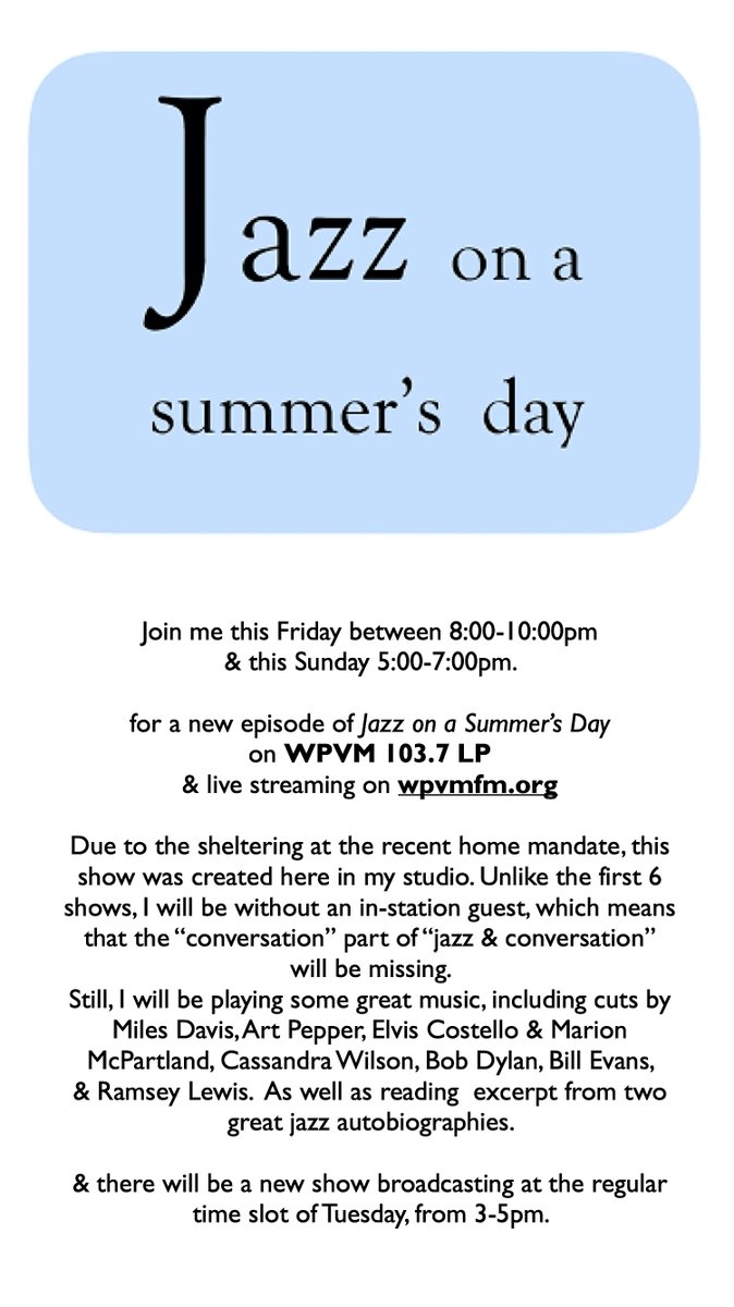 Check out the new episode  of Jazz on a Summer's Day