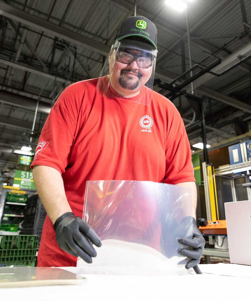 #JohnDeere facility in Moline #Illinois shifts from production of planting and precision ag equipment to face shields for health care workers amid #COVID19 pandemic. Company plans to make at least a quarter million of the shields. #Plant20