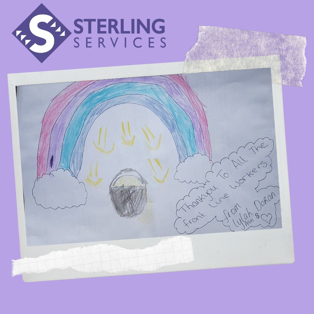 sterlingserv's tweet photo. Another beautiful rainbow drawing for keyworkers from our driver Ian Grundy's Children ! 
Keep them coming in. Stay Safe. Stay Home. #keyworkers #ourchildrensartworkwillbethelight https://t.co/Q97Tu8v7Cq