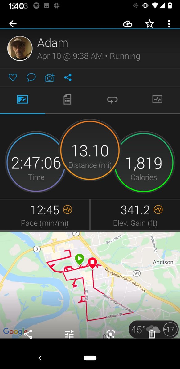 CTRunner21's tweet photo. #CrohnsWarrior #SpoonieLife 13.1 mile morning walk. 12:45 pace. @HOKAONEONE #TimeToFly @AfterShokz #shokzsquad @BibRave #ReleaseTheRunner @Orangemud #EveryDayDirt @badassorg #amBADASSador @RunHMF #TeamHMF #Nuunhydration #Nuunlife @AchillesCT #GoAchilles #DoWork #GetResults https://t.co/BHD8eTuB2n